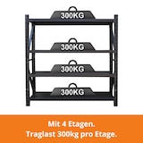 thumbnail of Lagerregal 200x60x200cm 300kg Schwerlastregal Regal Kellerregal 4 Böden Schwarz