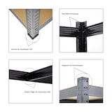 thumbnail of PROREGAL MegaDeal 3x étagère robuste ODIN, HxLxP 180x90x60cm, Charge du compartiment 175kg, Noir, étagère de garage étagère de cave