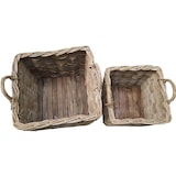 thumbnail of Feuerholzkorb Holzkorb Kaminholzkorb 2-tlg. Rattan Rollen Wohnzimmer Kamin Set