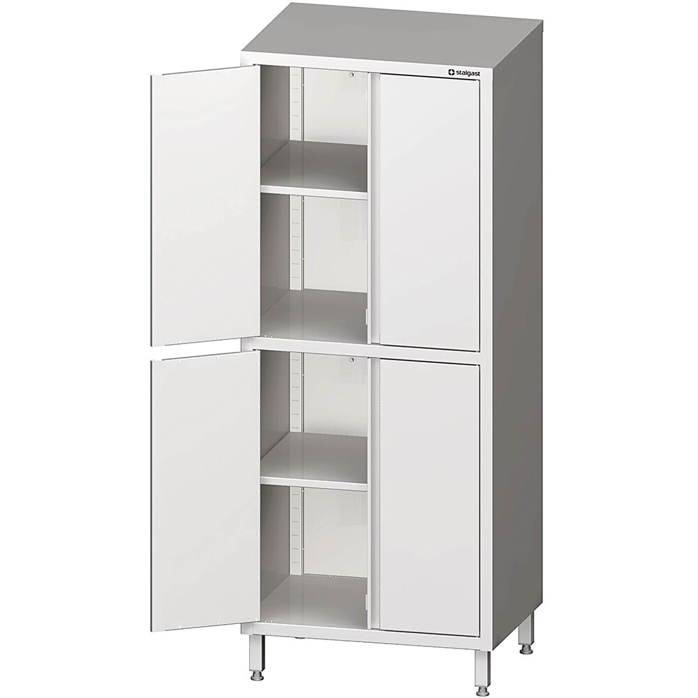 Stalgast Edelstahl Hochschrank mit Flügeltüren, 700x500x2000 mm, mit zwei Schrankräumen, verschweißt
