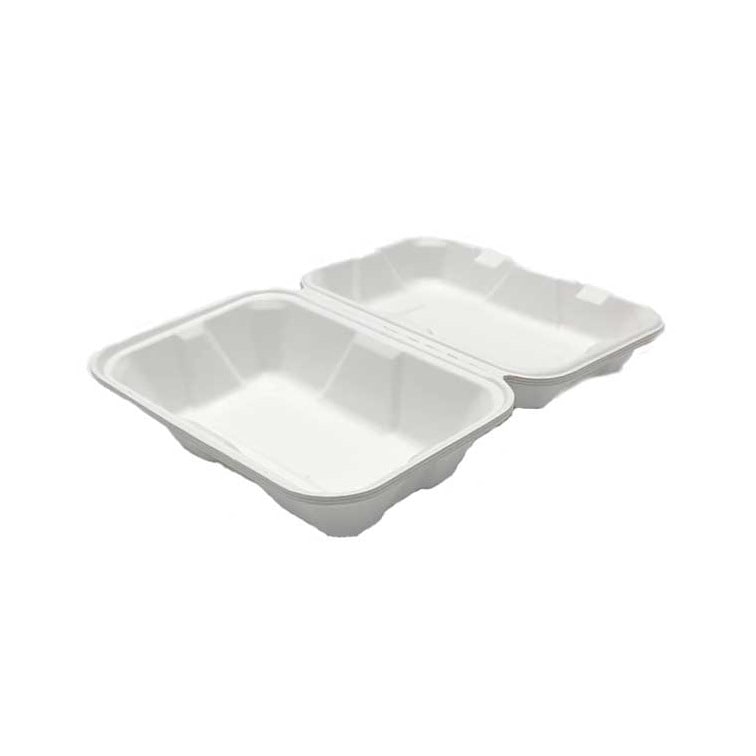 MONOUSO - Suikerriet Gescharnierd Container "Menu Box" wit 23x15x7,7cm (50 stuks)