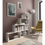 thumbnail of Libreria Design Zig Zag Scaffale Mensola Moderna 6 Vani A Giorni Ripiani Mobile Libri per Soggiorno Salotto Camera Studio 143x144.9x27.9 Cm Bianco