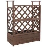 thumbnail of Canteiro elevado HWC-P67, plantador/caixa de flores plantador treliça treliça treliça madeira FSC® 114x85x44cm ~ castanho