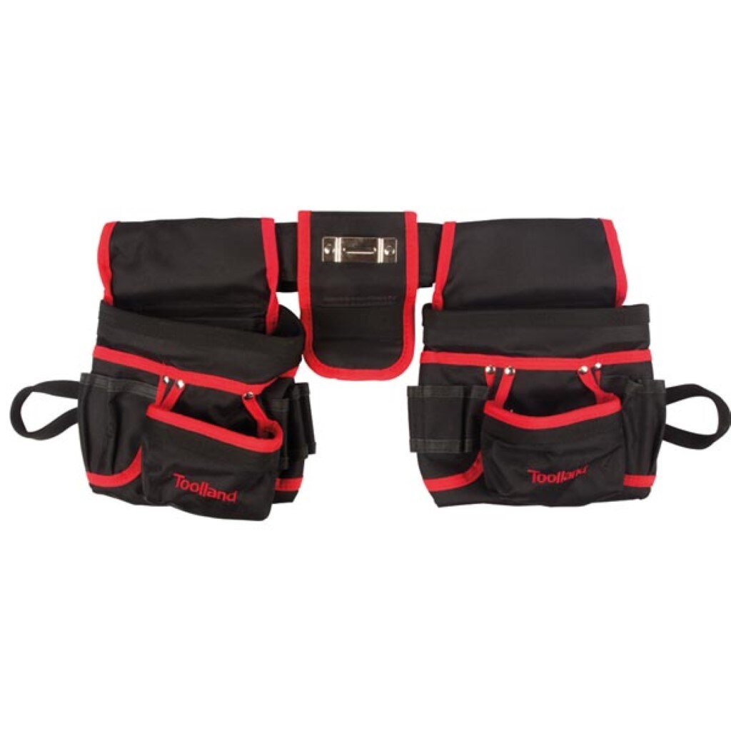 Suporte de ferramenta dupla para cinto, nylon, rebitado, vários bolsos, titular de marketing, preto/vermelho