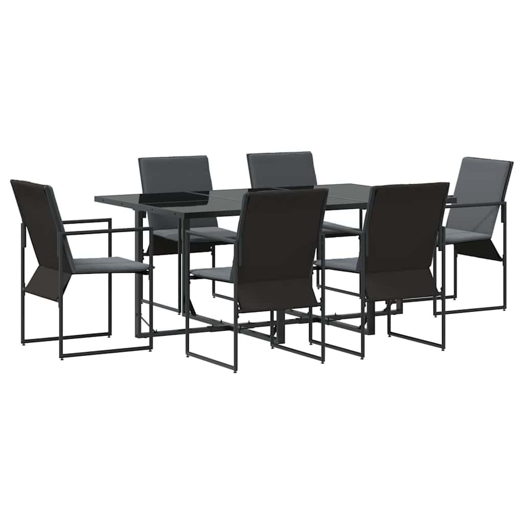 vidaXL Garten Essgruppe 7 pcs Schwarz Stahl