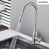 thumbnail of JANA | Rubinetto da cucina estensibile Premium in acciaio inox argento spazzolato | Rubinetto miscelatore ad alta pressione girevole a 360° 2 attacchi