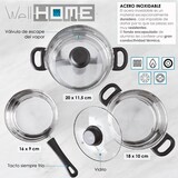 thumbnail of WellHome - Set di pentole in acciaio inox da 5 pezzi con set di padelle da 3 pezzi Ø16/20/24 cm in alluminio pressato blu metallizzato