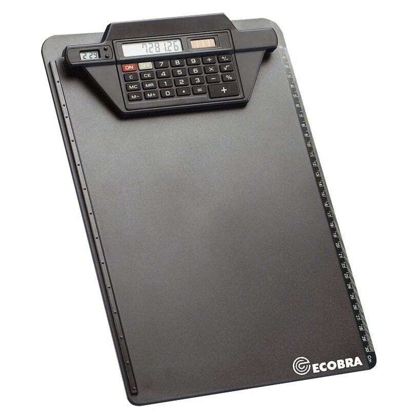 Ecobra 792250 Klemmbrett mit Rechner-Klemmschiene - schwarz