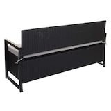 thumbnail of Poly-Rattan 3er Sitzbank HWC-F39, Gartenbank Truhenbank, Staufach Aufbewahrung Sitzkissen ~ anthrazit, Kissen grau