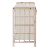 thumbnail of Wäschesammler HWC-B60, Laundry Wäschebox Wäschekorb, Massiv-Holz 2 Fächer 60x60x33cm 68l ~ hellbraun, Bezug creme