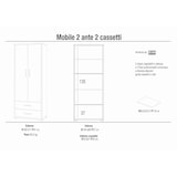 thumbnail of SARMOG MOBILE 2 ANTE 2 CASSETTI H182 L71 KIT in truciolare nobilitato color ossido bianco e ossido nero