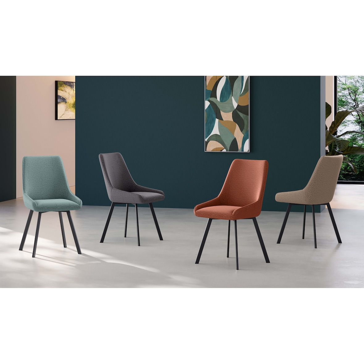 Fox - Cadeira de microfibra cinza 4 peças