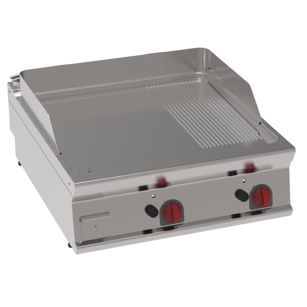 EURAST - Platte-frytop fe 15 mm gas teilweise geriffelt tischmodell - 800x900x280 mm - 16 Kw - 36240313