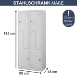 thumbnail of Umkleideschrank Spind OSLO - 4 Abteile mit Lüftungsschlitze | Umkleidespind Metall Schließfachschrank Garderobenspind, 185x80x45cm Stahl