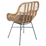 thumbnail of Silla de comedor HWC-P17, silla de cocina silla de mimbre sillón de ratán silla de ratán, Kubu ratán metal ~ tapicería marrón