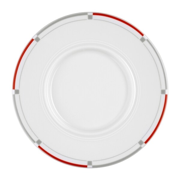 6 x Seltmann Untertasse 1 15,5 cm, Form: Vitalis,  Dekor: 34440 rot-grau