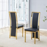 thumbnail of Esszimmerstühle 2er-Set PU-Leder Schwarz/Gold Metall 109 cm hoch