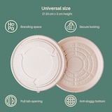 thumbnail of Honest Pack Pizzakarton aus Zuckerrohr 33x3 cm 150 Stück, 100% biologisch abbaubare, kompostierbare Pizzaschachtel, Keine Faltung, platzsparend