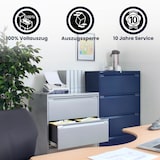 thumbnail of BISLEY Hängeregistraturschrank mit Schloss aus Metall in lichtgrau, 4 Schubladen, doppelbahnig - Hängeregisterschrank abschließbar, Hängeregistratur