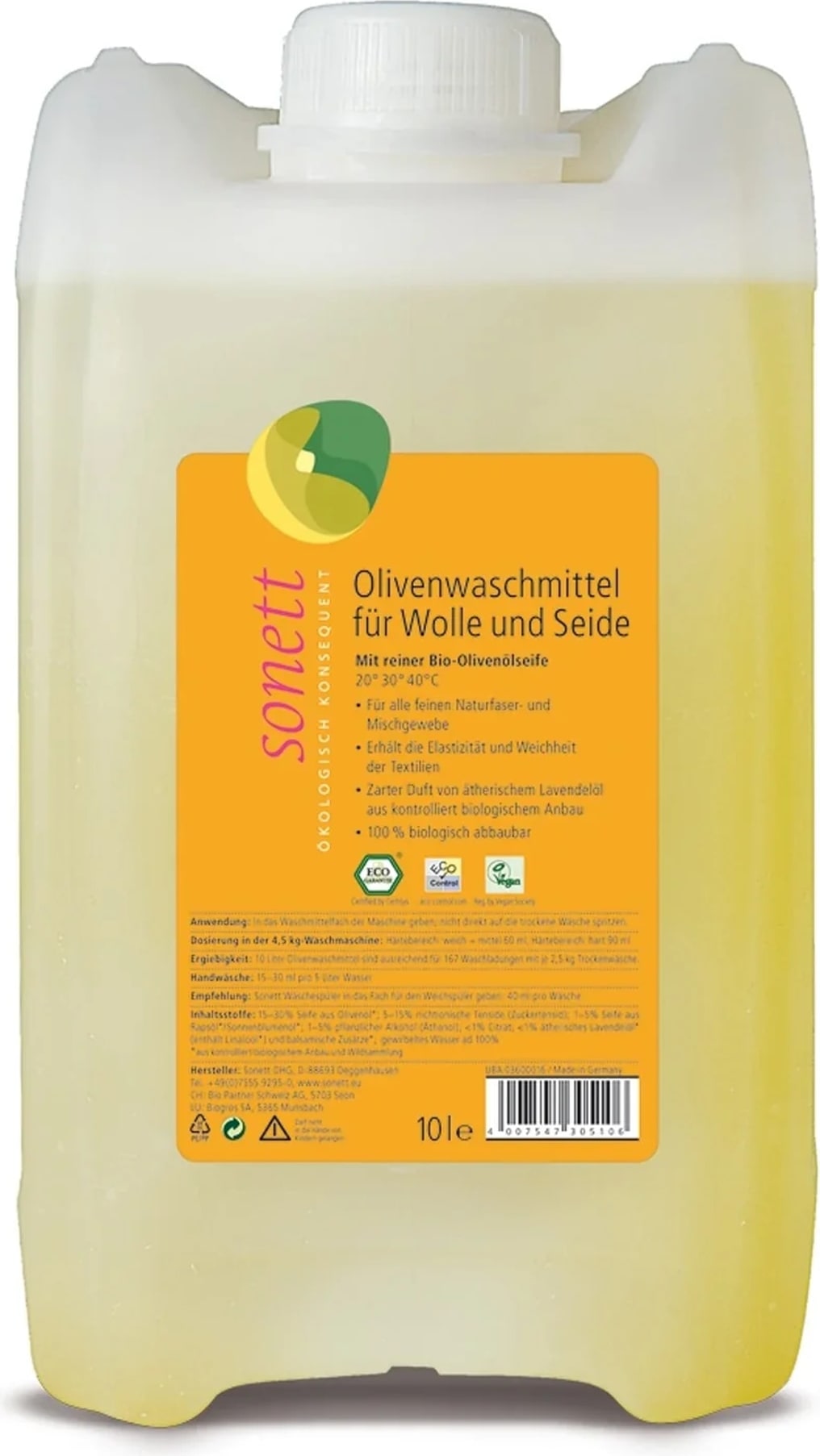 SONETT Waschmittel flüssig Olive 10 Liter WOLLE & SEIDE
