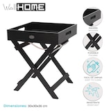 thumbnail of WellHome - Bandeja para servir en madera con patas plegables color negro 30x30x36cm