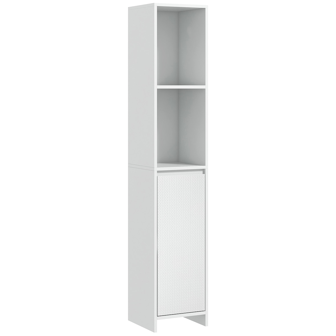 Coluna Casa de Banho Armário Alto Casa de Banho com Porta 2 Prateleiras Abertas  Estilo Moderno 30x30x160 cm Branco
