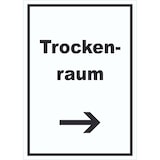 thumbnail of Trockenraum Schild mit Text und Richtungspfeil rechts Wäsche trocknen hochkant A0 (841x1189mm)