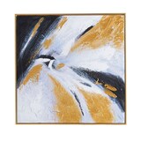 thumbnail of Quadro astratto in oro bianco e nero su tela con cornice oro 80x80 cm. Quadro3
