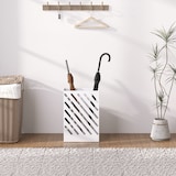 thumbnail of HOMCOM paragüero de acero galvanizado, soporte de paraguas estrecho con bandeja de goteo extraíble, 4 ganchos, diseño de cortes, 28x14x41 cm, blanco