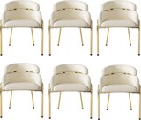 thumbnail of Merax Polsterstuhl (Set, 6 St), 6er Set Esszimmerstuhl Armlehnstuhl Schlaf-Wohnzimmerstuhl Schminkstuhl Samt, Beige