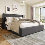 thumbnail of Stauraumbett 180x200 Doppelbett mit Hydraulik Lattenrost Gepolstertes Kopfteil Stauraum Modern Stabil Schlafzimmer Grau