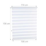 thumbnail of Relaxdays Doppelrollo Klemmfix ohne bohren, Seitenzugrollo mit Streifen, Duo-Rollo für Fenster, Stoff 106x156 cm, weiß