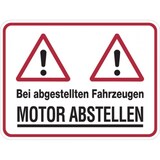 thumbnail of Hinweisschild, Motor abstellen, 300x400mm, Alu geprägt - 400x300x0.6 mm Aluminium geprägt