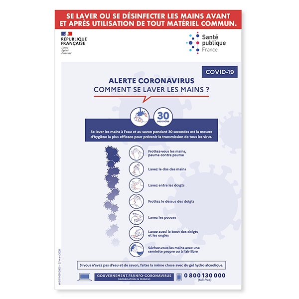 Affiche informative Adhésive SE LAVER LES MAINS 20x30cm - Etiq-Etal