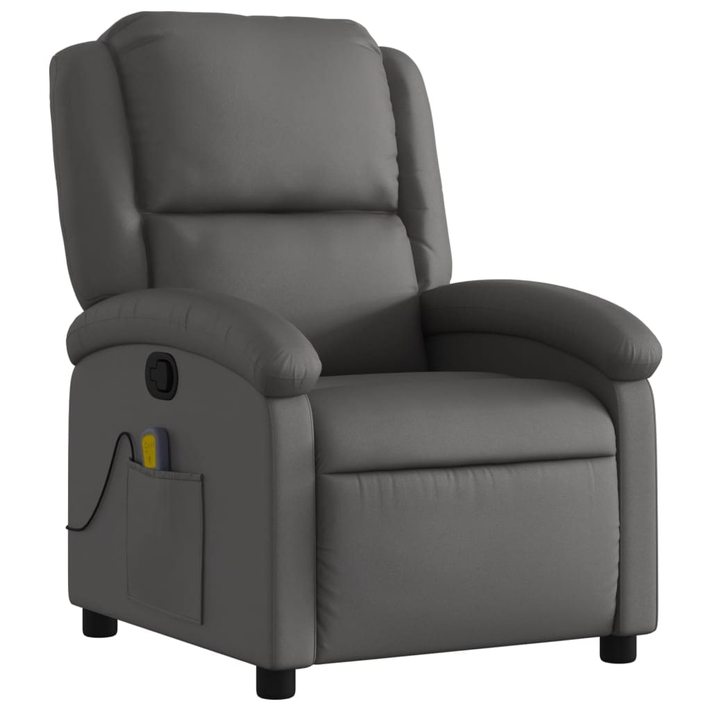 vidaXL Massagesessel Relaxsessel Echtleder Grau