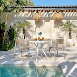 thumbnail of Lot de 4 chaises empilables pour intérieur et extérieur en résine, avec poignée intégrée, pour cuisine, jardin, bar et restaurant - Brenda/Caramel