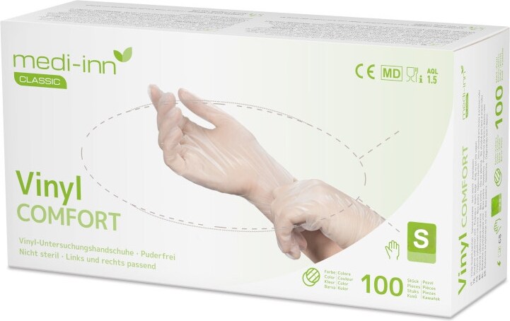 Medi-Inn Vinyl Einmalhandschuhe puderfrei, Gr. S, 10 x 100 = 1000