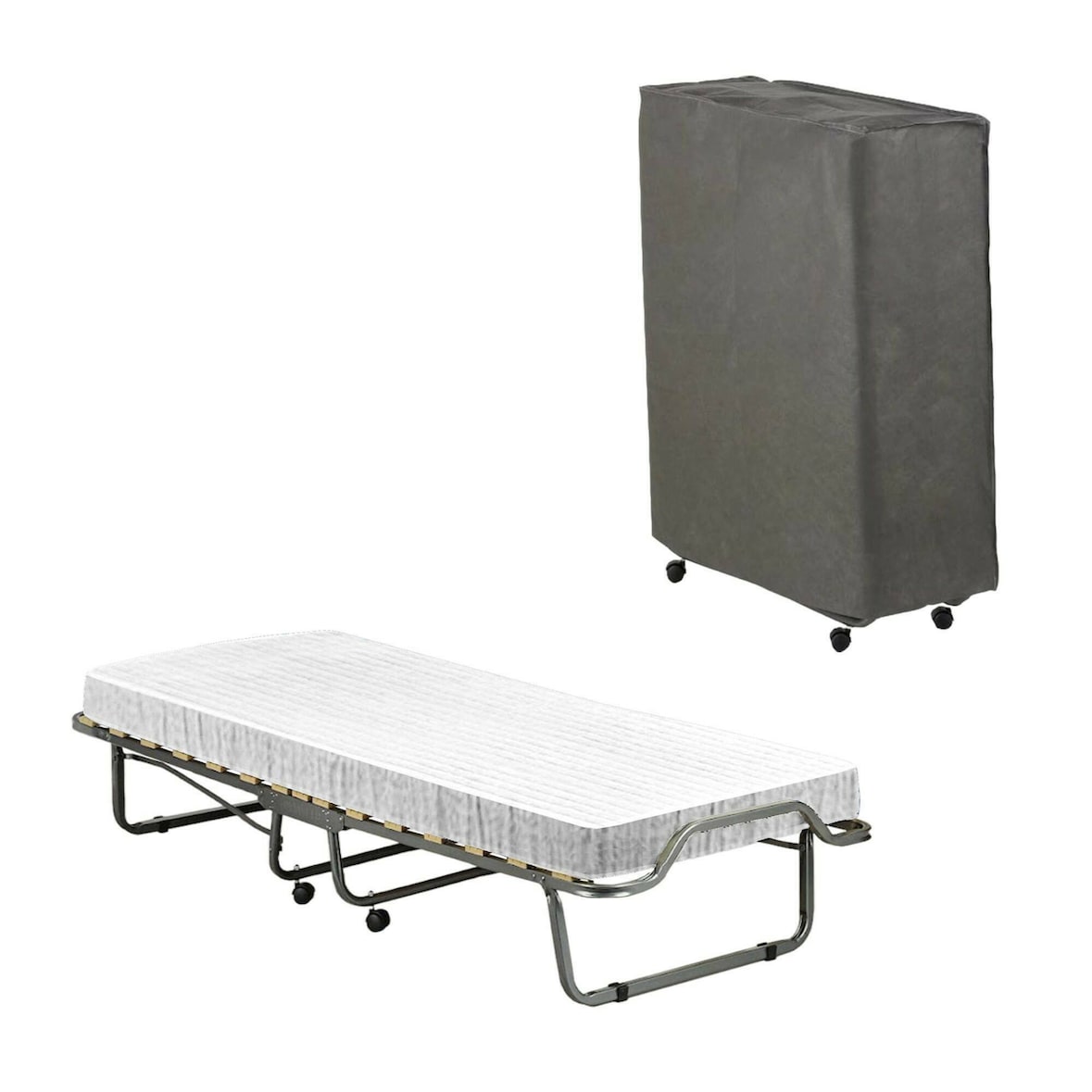 Dmora Letto pieghevole Dpiate, Brandina con rete 15 doghe, Materasso incluso, Lettino salvaspazio, 100% Made in Italy, 80x190h39 cm, Cover inclusa