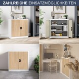 thumbnail of Aktenschrank abschließbar KADO - 3 Ebenen, Flügeltüren | Metallschrank Werkstatt Büroschrank aus Stahl Werkzeugschrank, 93x90x40cm Weiß-Sonoma Eiche