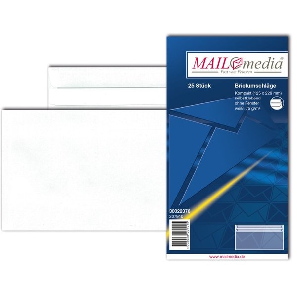 Briefumschlag kompakt, ohne Fenster, SK, 75 g/qm, weiß