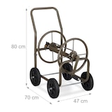 thumbnail of Relaxdays Schlauchwagen XL, fahrbare Schlauchtrommel, Metall, für 60m Schlauch, 4 Räder, mit Kurbel, 90° Abrollen, braun