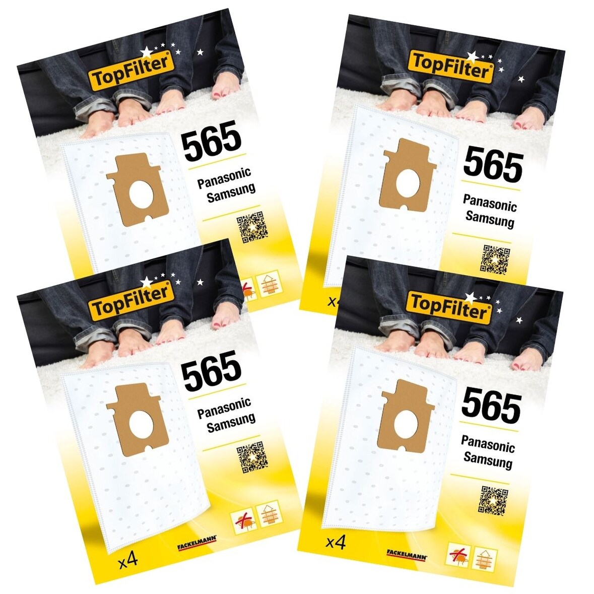 4er-Pack Staubsaugerbeutel 64565 für Samsung und Panasonic TopFilter Premium