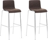 thumbnail of CHEFGASTRO 2er Set Barhocker MAUI Stoff 4-Fuﬂ Gestell Chrom HxBxT 100x43x48cm Stoff Braun Barstuhl