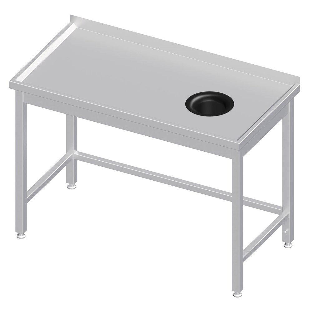 Stalgast Edelstahl Arbeitstisch ohne Grundboden, 1200x600x850 mm, mit Abfallloch rechts, mit Aufkantung, verschweißt