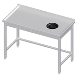 thumbnail of Stalgast Edelstahl Arbeitstisch ohne Grundboden, 1200x600x850 mm, mit Abfallloch rechts, mit Aufkantung, verschweißt