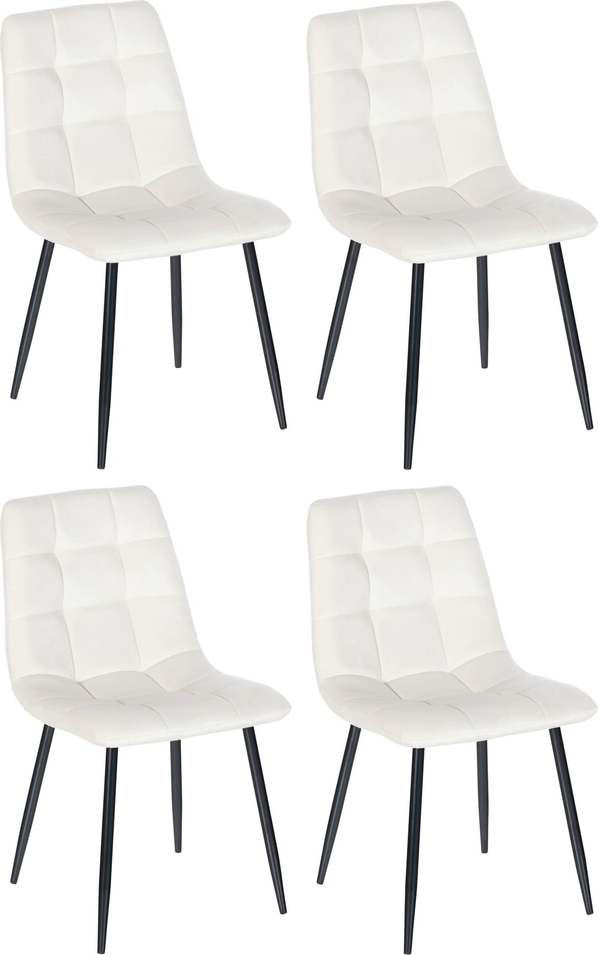 Décoshop26 - Set aus 4 modernen und bequemen Esszimmerstühlen in cremeweißem Samtstoff und schwarzem Metall 10_0001791