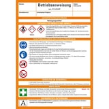 thumbnail of Betriebsanweisung Reinigungsmittel, CLP/GHS, Kunststoff, 210x297mm, ASR A1.3, DIN EN ISO 7010