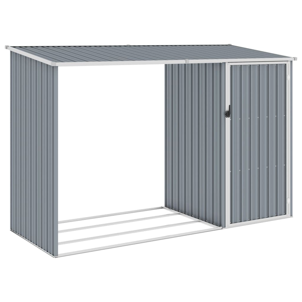 Helloshop26 - Abrigo de lenha para jardim 245 x 98 x 159 cm aço galvanizado cinza 02_0022397
