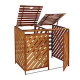 thumbnail of Cubo de basura XL 2 plazas/4 plazas HWC-J44, caja de basura, expandible 121x133x98cm madera certificado MVG ~ marrón