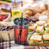 thumbnail of Relaxdays Trinkgläser 2er Set, Getränkebecher mit Deckel & Strohhalm, Limobecher 450 ml, Glasbecher Henkel, hellbraun